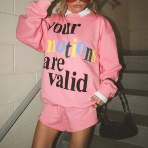 The Mayfair Group Your Emotions Are Valid Pink Crewneck one size